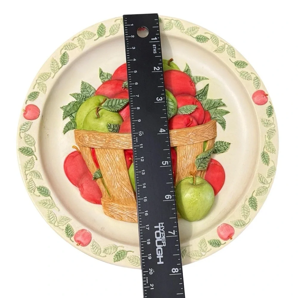 Rhodes Plate Bountiful Harvest Basket Full Of Apples & Peaches 3D Kathy O'Malley